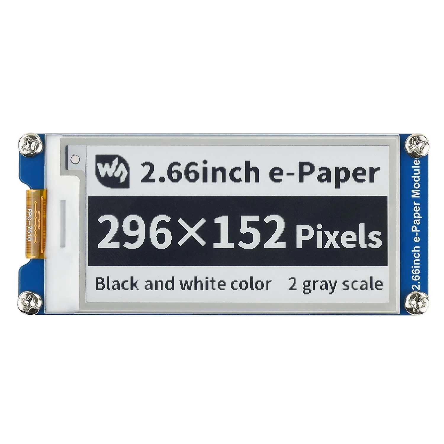 2.66" E-Paper Display Module (Black/White) (296×152) 1 2.66" E-Paper Display Module (Black/White) (296×152)