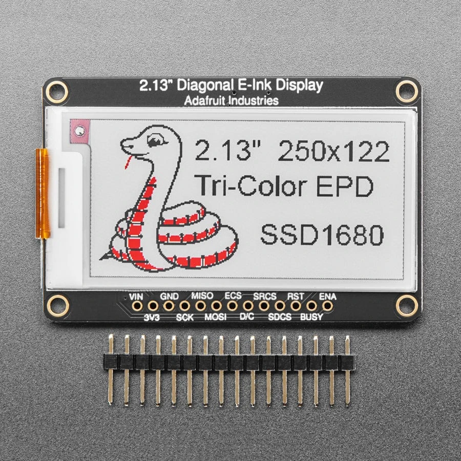 Adafruit 2.13" 250x122 Tri-Color EInk / EPaper Display With SRAM - SSD1680 Driver 2 Adafruit 2.13" 250x122 Tri-Color EInk / EPaper Display With SRAM - SSD1680 Driver - Image 2