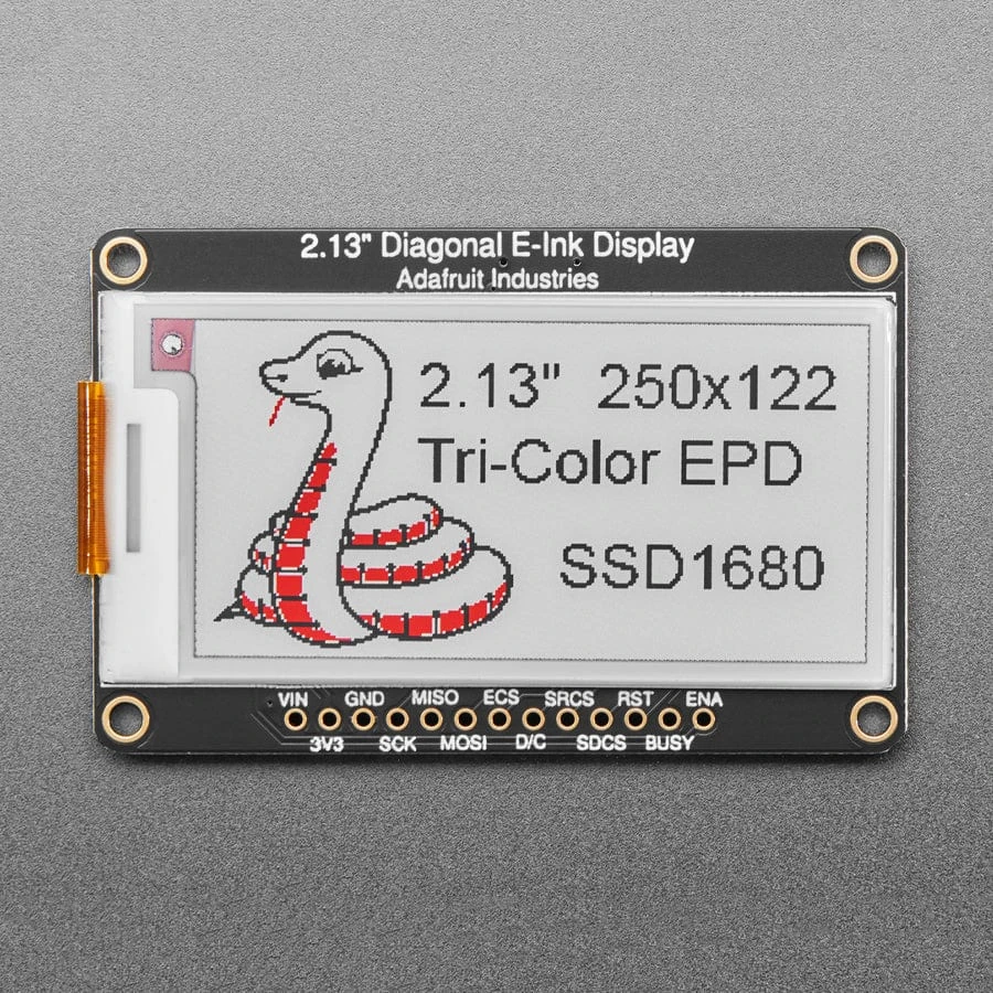 Adafruit 2.13" 250x122 Tri-Color EInk / EPaper Display With SRAM - SSD1680 Driver 3 Adafruit 2.13" 250x122 Tri-Color EInk / EPaper Display With SRAM - SSD1680 Driver - Image 3