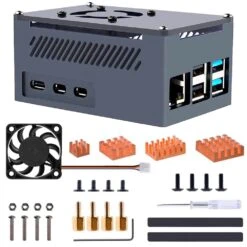 Tall Aluminium Cooling Case For Raspberry Pi 5 -The Pi Hut aluminium cooling case for raspberry pi 5 52pi zp 0164 41322127294659