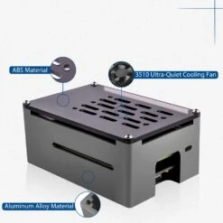 Aluminium NAS Case For Pi 4 With Quiet Cooling Fan -The Pi Hut aluminium nas case for pi 4 with quiet cooling fan 52pi zp 0140 40477431136451