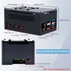 Tall Aluminium Cooling Case For Raspberry Pi 5 -The Pi Hut black aluminum case brick enlosure with cooling fan heatsink for raspberry pi 5 the pi hut zp 0164 41260538691779