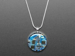 Blue Circuit Board Pendant Necklace With Silver Chain -The Pi Hut blue circuit board pendant necklace with silver chain the pi hut ada3916 28610393080003