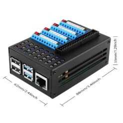 GPIO Terminal Board With LED Indicators + Aluminium Case For Pi 4 -The Pi Hut gpio terminal board with led indicators aluminium case for pi 4 52pi ep 0153 40477568073923