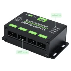 Industrial 4-Channel USB To UART Converter -The Pi Hut industrial 4 channel usb to uart converter waveshare wav 21619 35702032990403