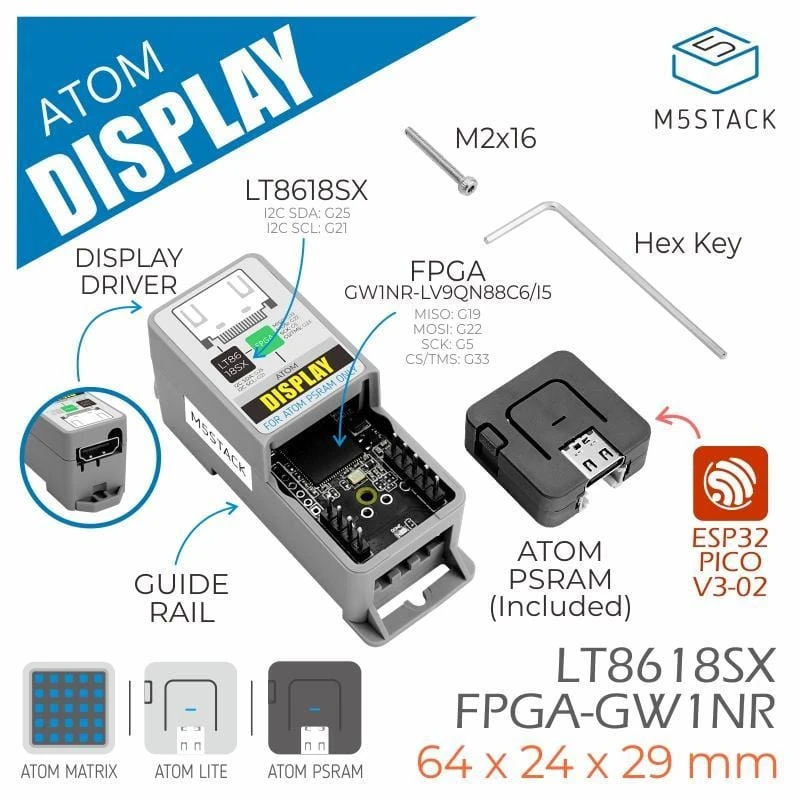 M5Stack Atom PSRAM - LCD Display Driver Kit 2 M5Stack Atom PSRAM - LCD Display Driver Kit - Image 2