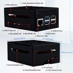Metal Case With 40mm Cooling Fan For Raspberry Pi 5 -The Pi Hut metal case for raspberry pi 5 with 4010 cooling fan 52pi zp 0162 41323086086339