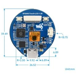 RP2040 1.28" Round Touch LCD With Accelerometer & Gyroscope -The Pi Hut rp2040 microcontroller with a 1 28 round touch lcd waveshare wav 24580 40491244945603